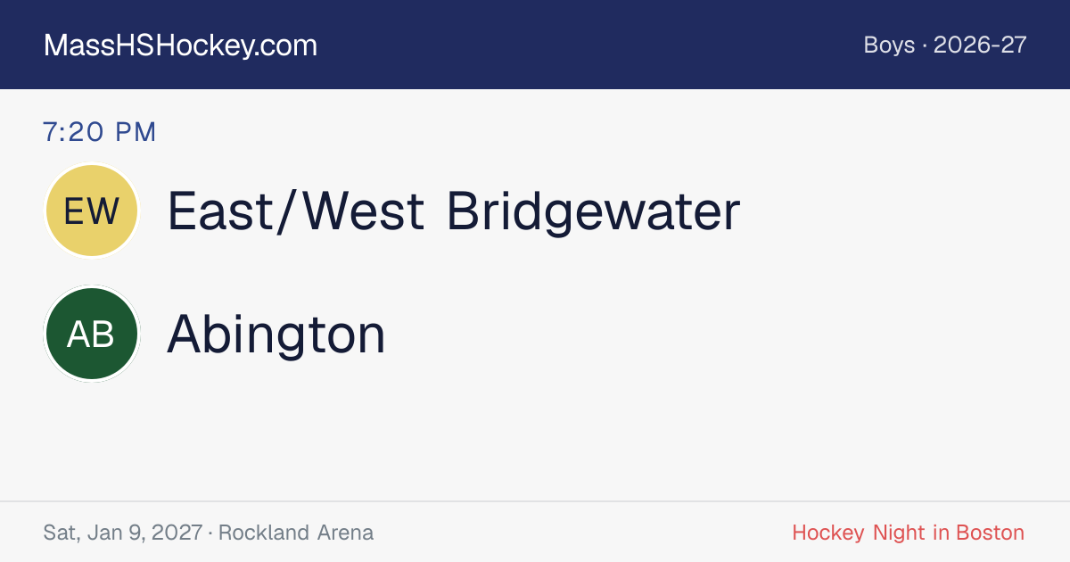 East/West Bridgewater at Abington score card
