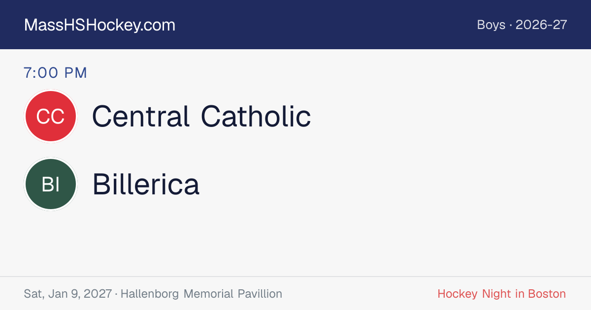 Central Catholic at Billerica score card