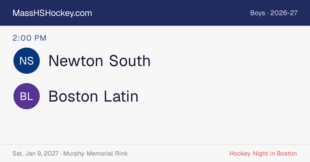Newton South at Boston Latin score card