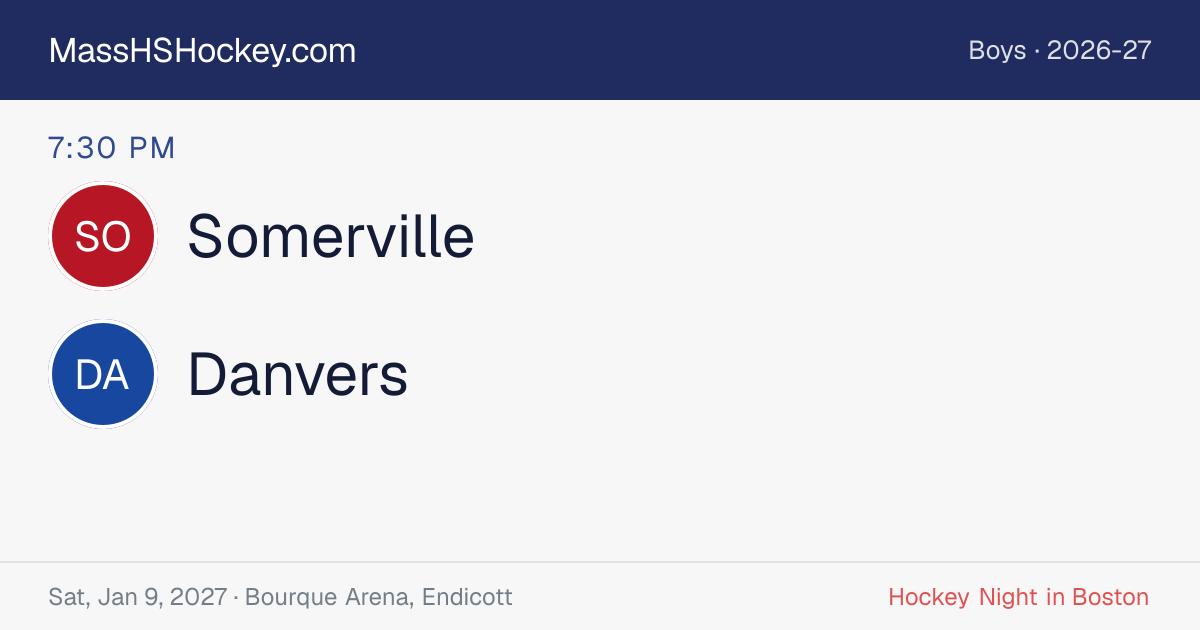 Somerville at Danvers score card