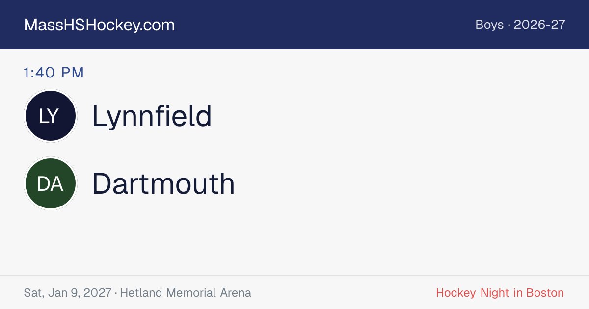 Lynnfield at Dartmouth score card