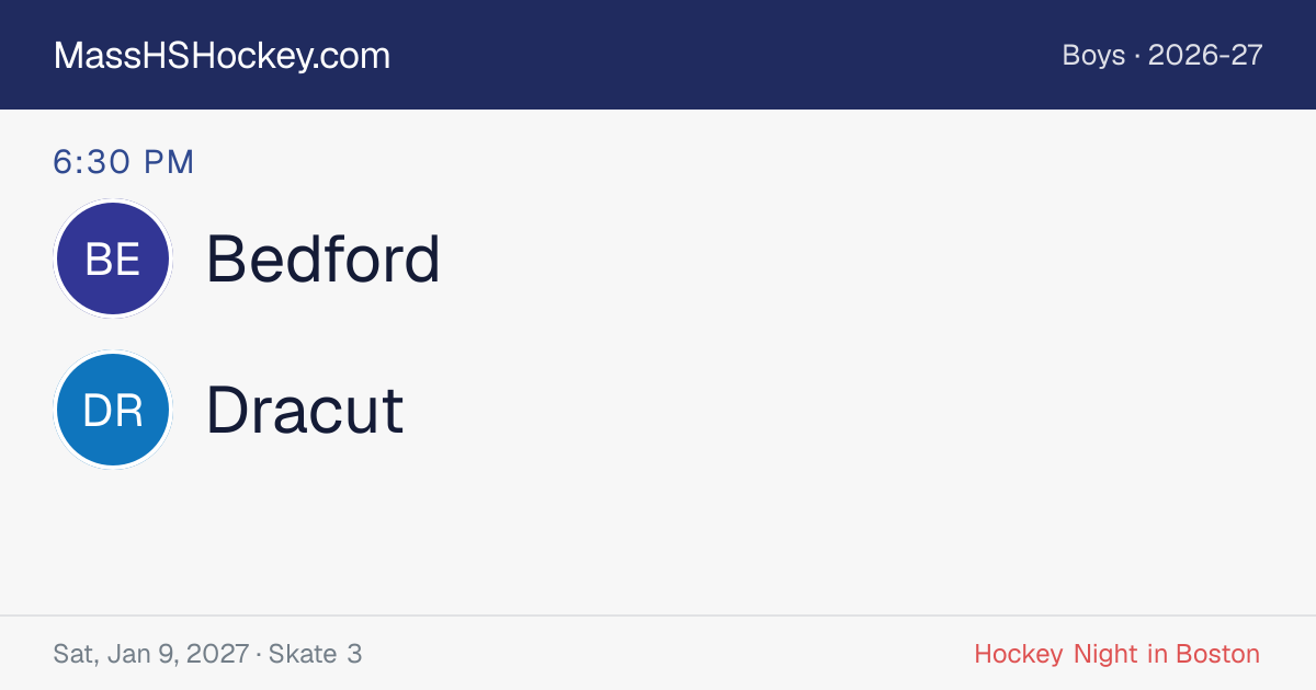 Bedford at Dracut score card