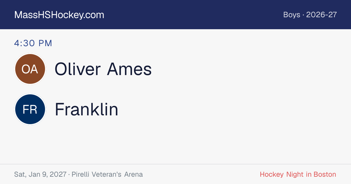 Oliver Ames at Franklin score card