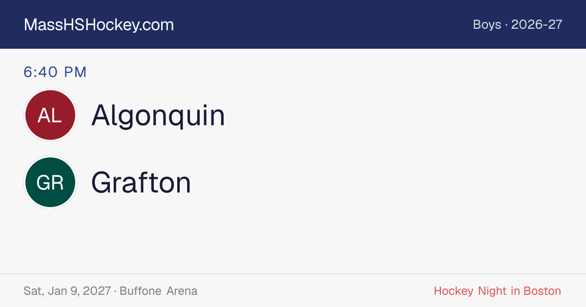 Algonquin at Grafton score card