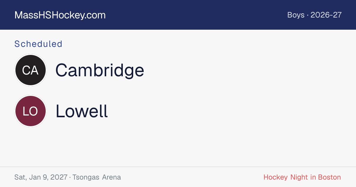 Cambridge at Lowell score card