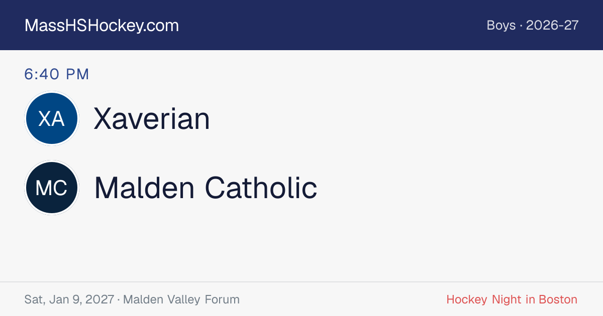 Xaverian at Malden Catholic score card