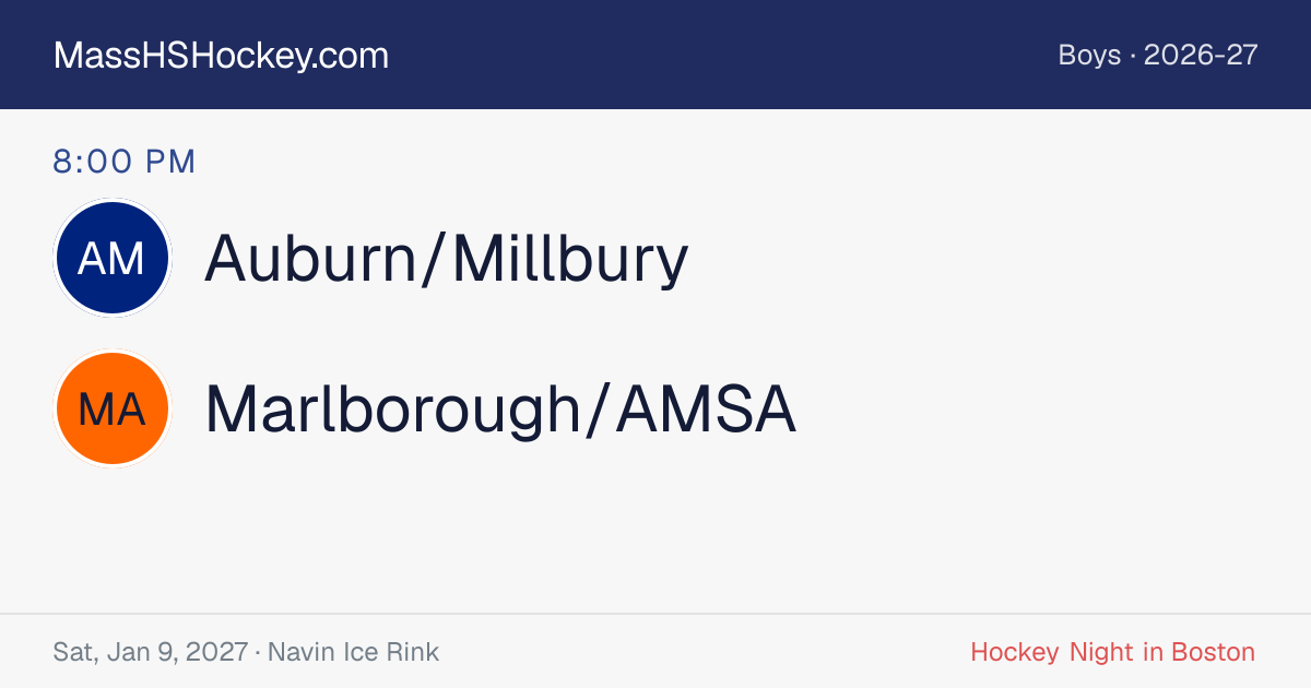 Auburn/Millbury at Marlborough/AMSA score card