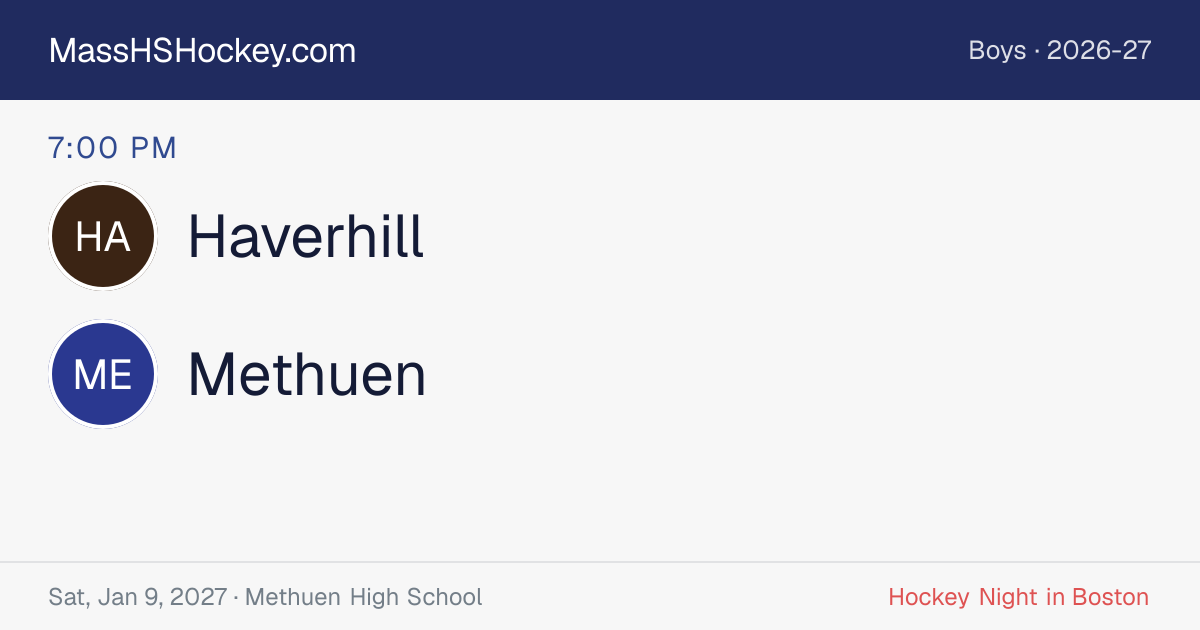 Haverhill at Methuen score card