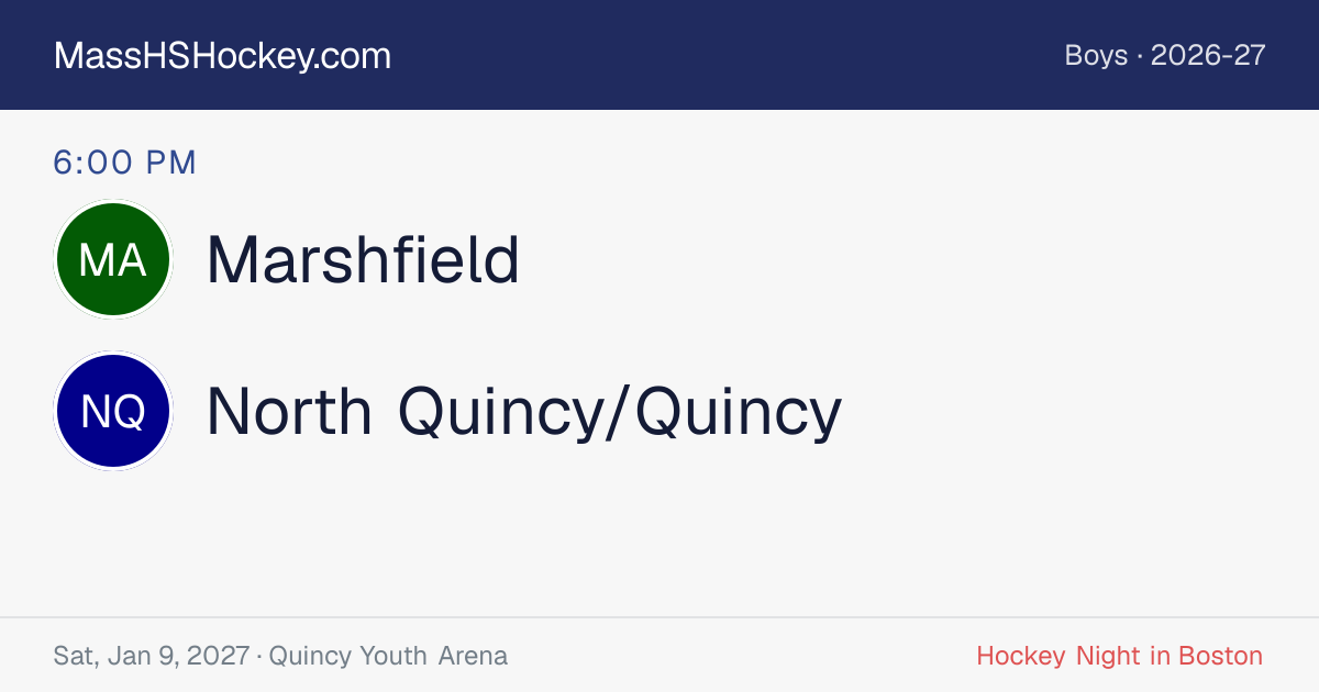 Marshfield at North Quincy/Quincy score card
