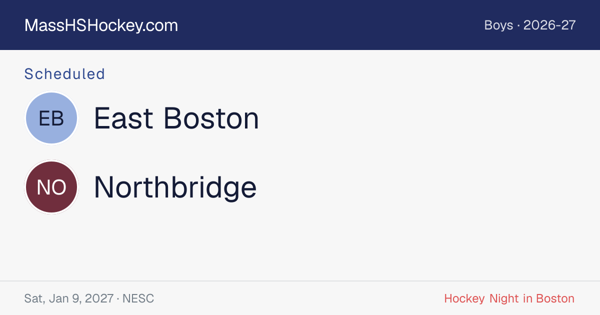 East Boston at Northbridge score card