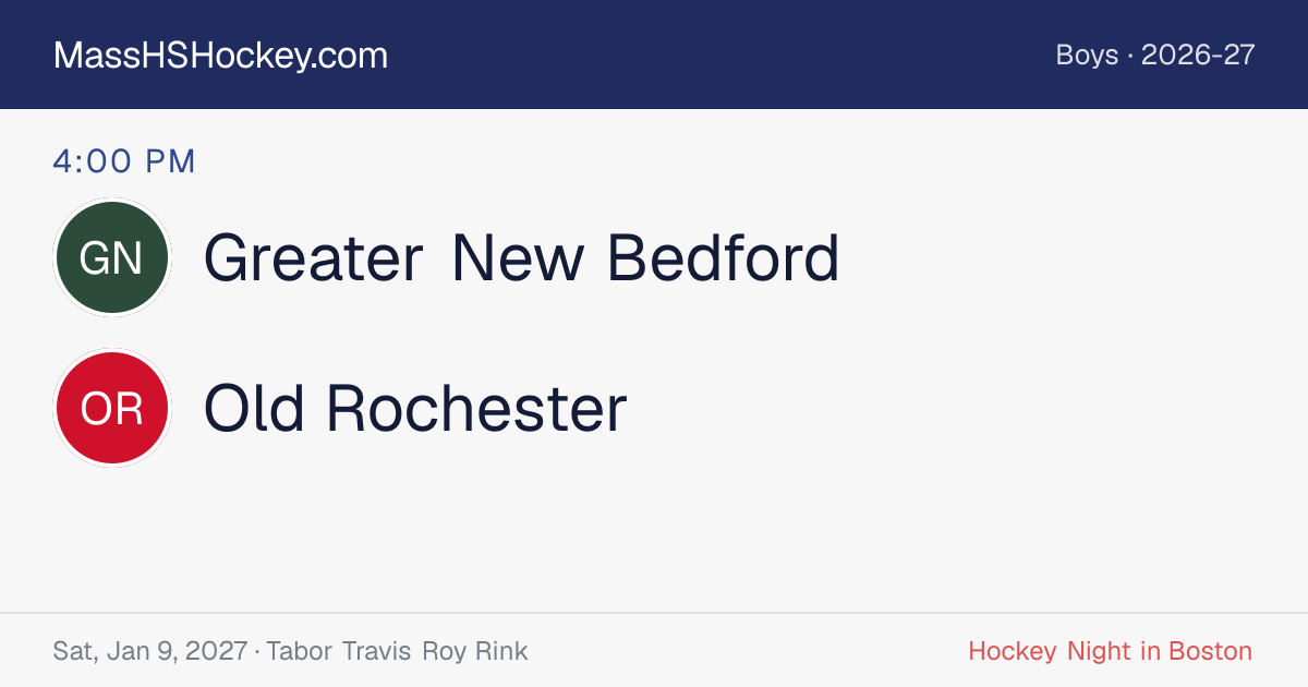 Greater New Bedford at Old Rochester score card