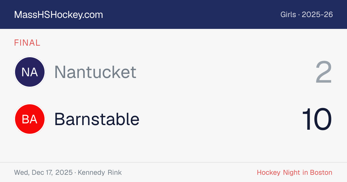 Nantucket at Barnstable score card