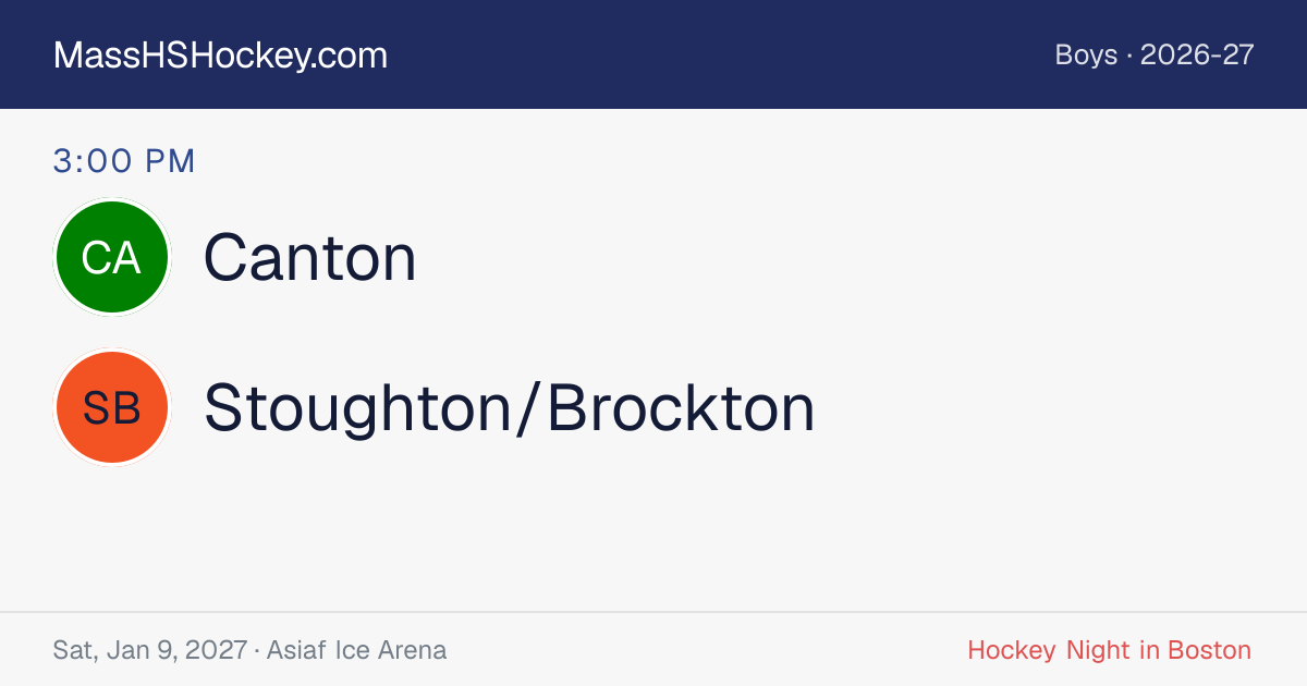 Canton at Stoughton/Brockton score card