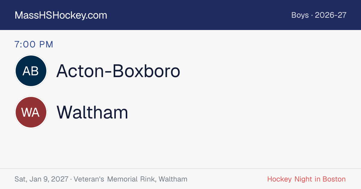 Acton-Boxboro at Waltham score card