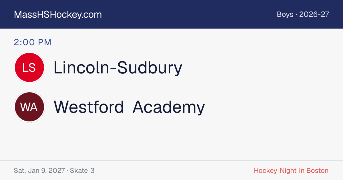 Lincoln-Sudbury at Westford Academy score card