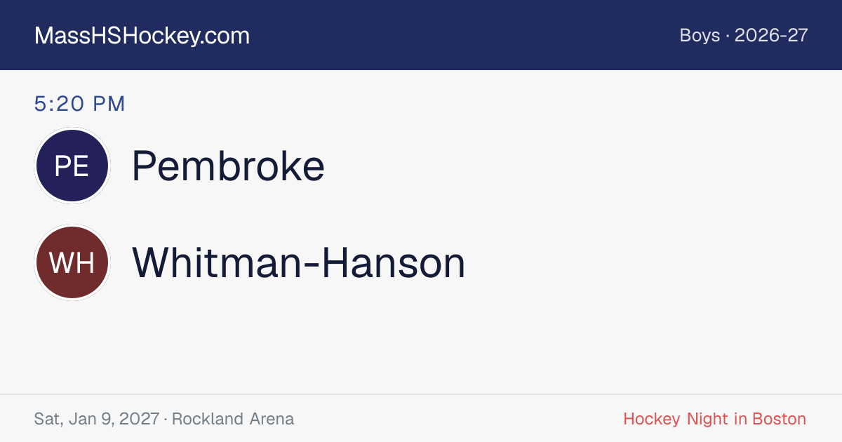 Pembroke at Whitman-Hanson score card
