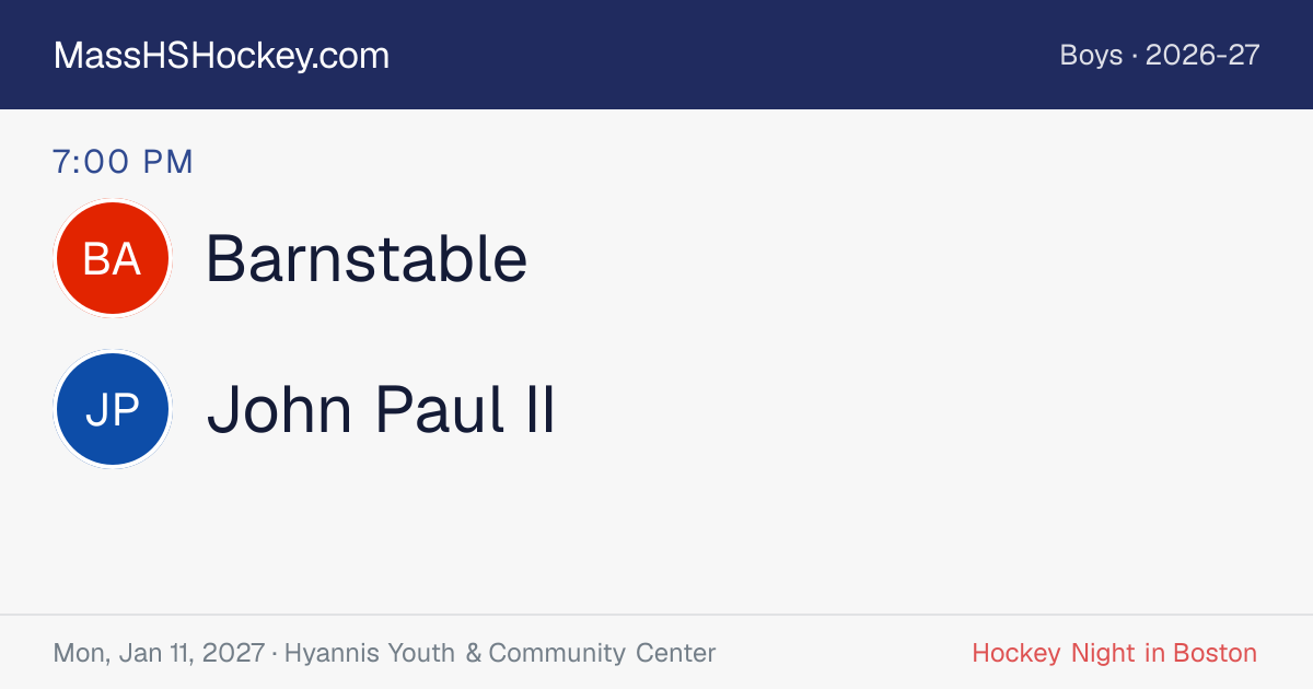 Barnstable at John Paul II score card