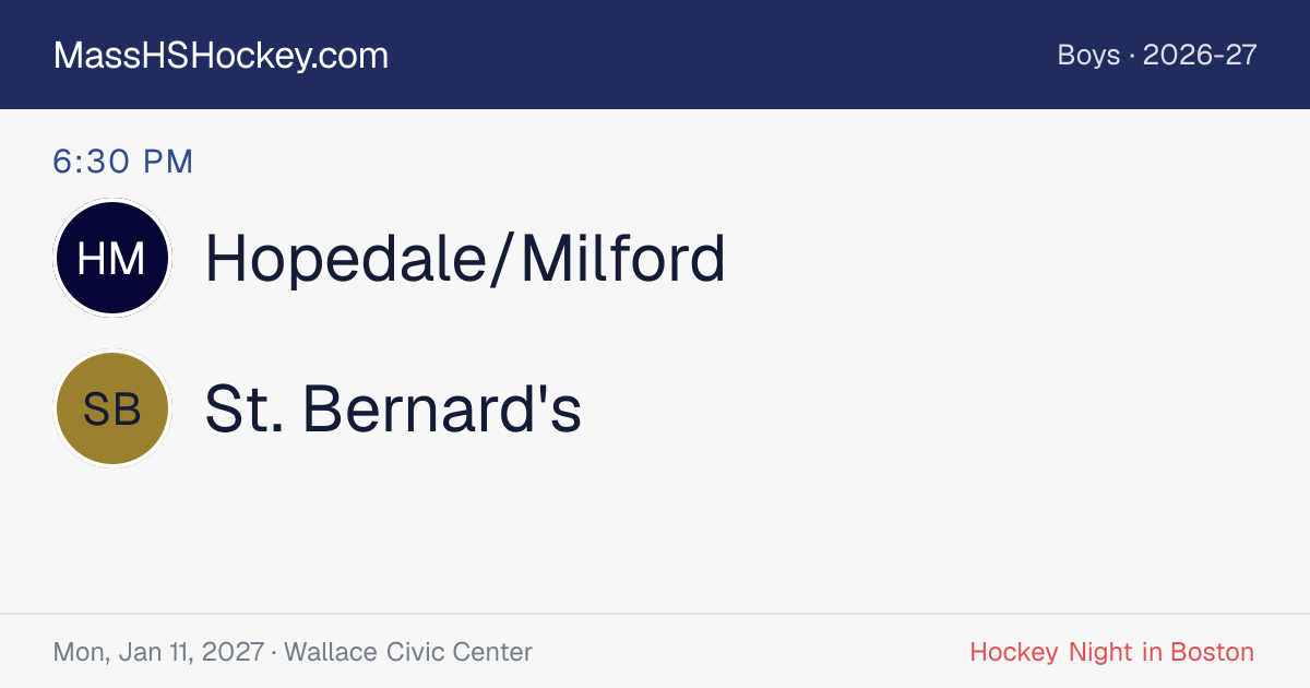 Hopedale/Milford at St. Bernard's score card