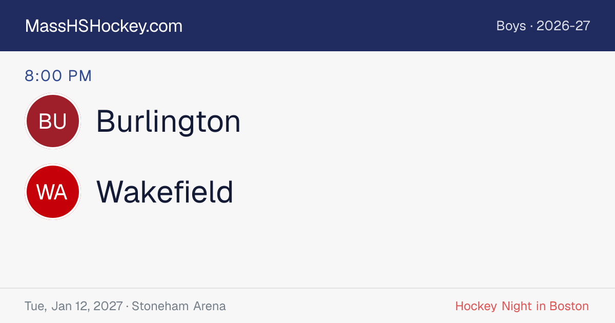 Burlington at Wakefield score card