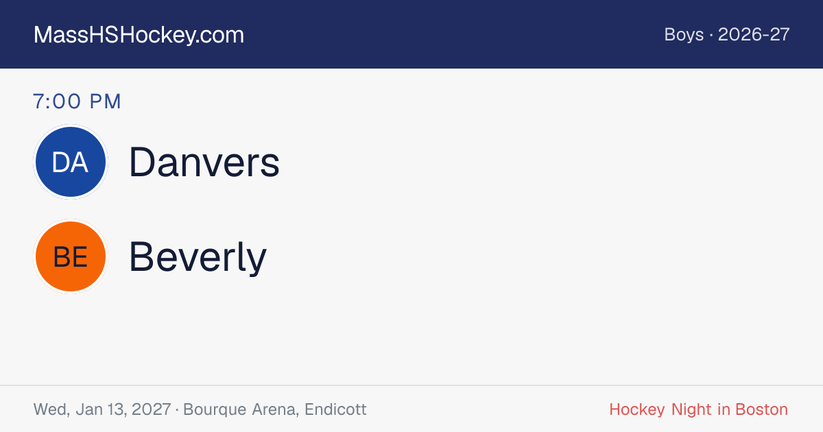 Danvers at Beverly score card