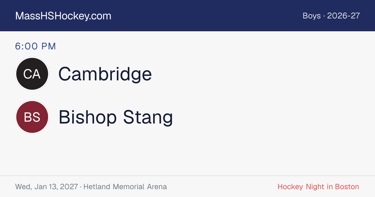 Cambridge at Bishop Stang score card