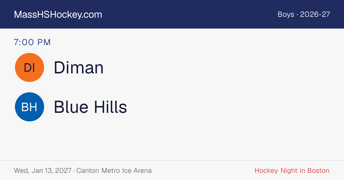 Diman at Blue Hills score card