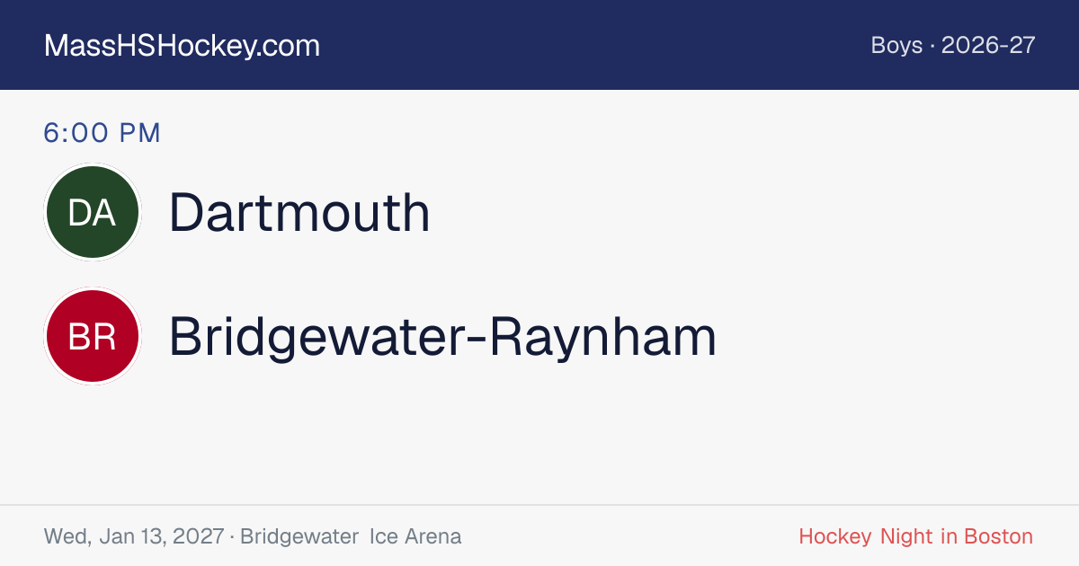 Dartmouth at Bridgewater-Raynham score card