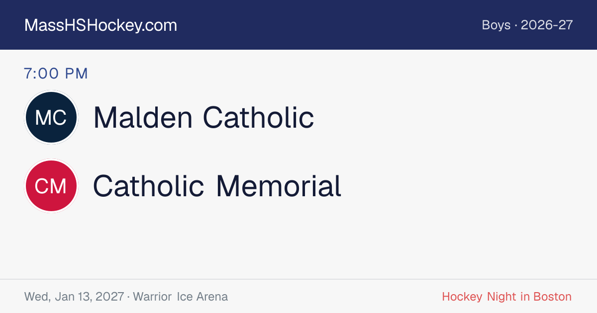 Malden Catholic at Catholic Memorial score card