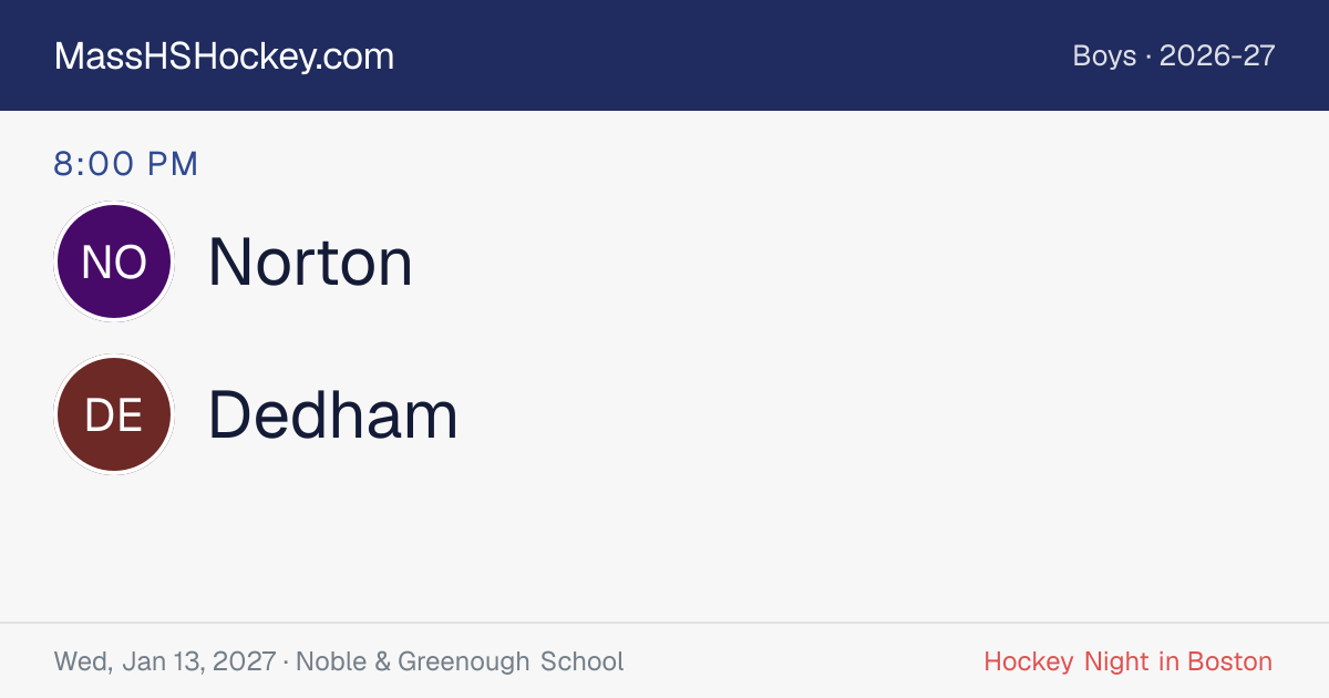Norton at Dedham score card