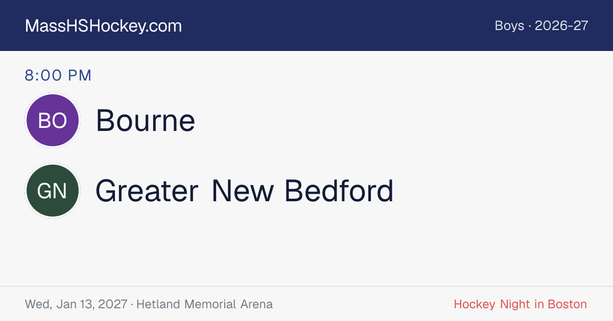 Bourne at Greater New Bedford score card