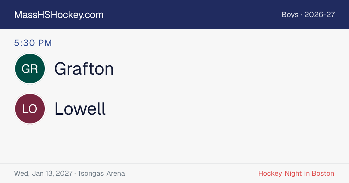 Grafton at Lowell score card