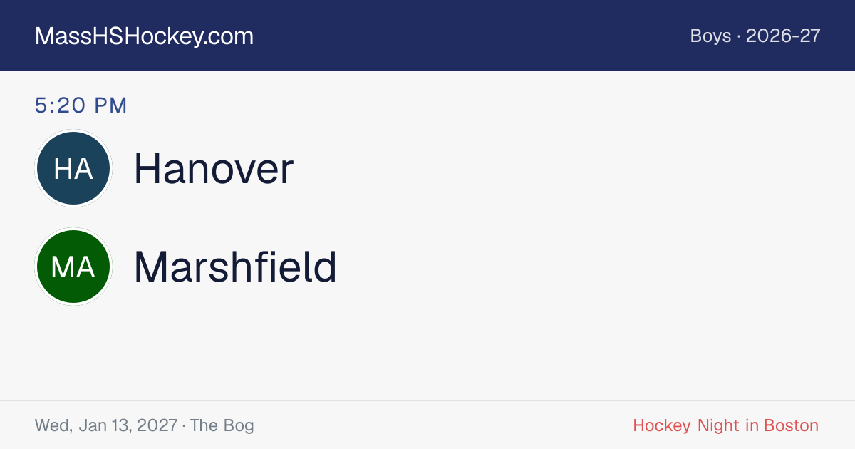 Hanover at Marshfield score card