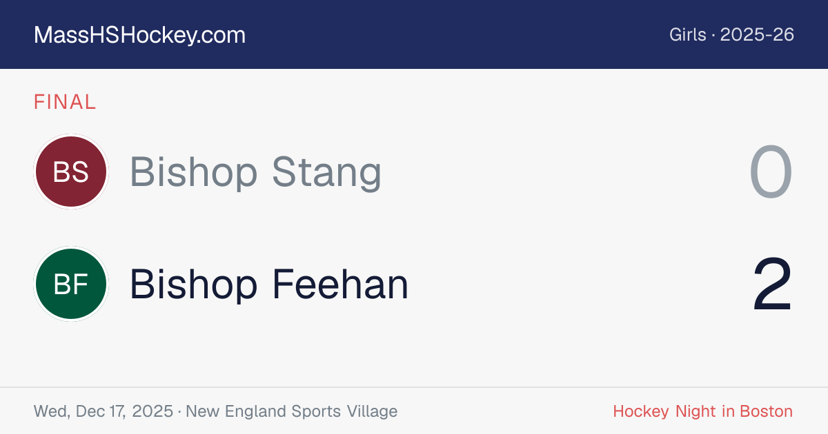 Bishop Stang at Bishop Feehan score card
