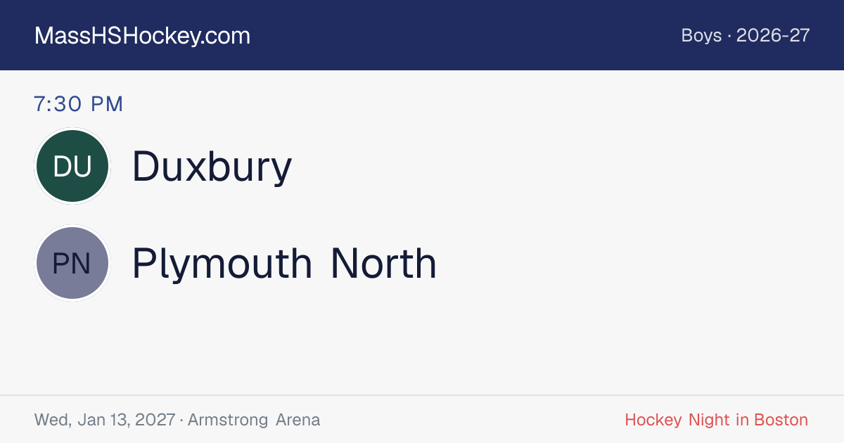 Duxbury at Plymouth North score card