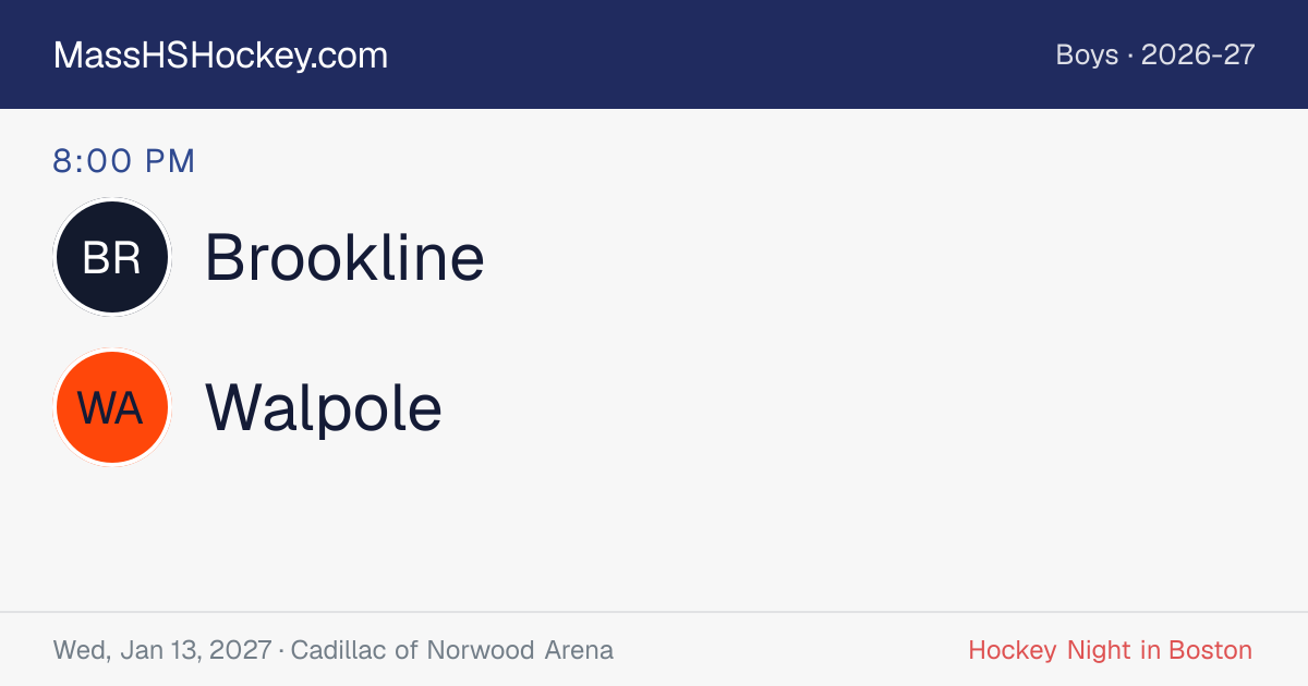 Brookline at Walpole score card