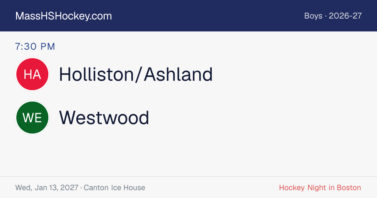 Holliston/Ashland at Westwood score card