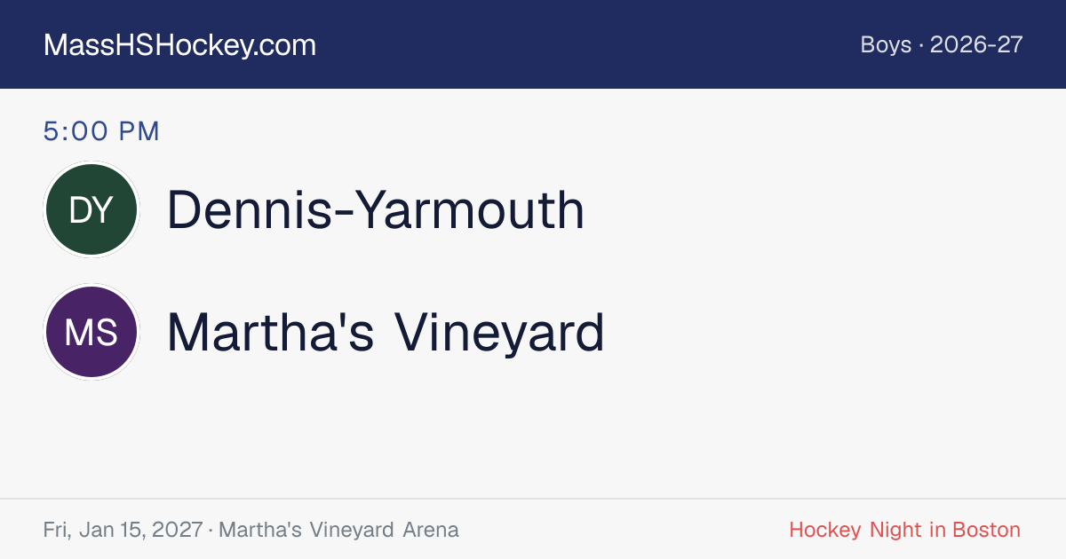 Dennis-Yarmouth at Martha's Vineyard score card