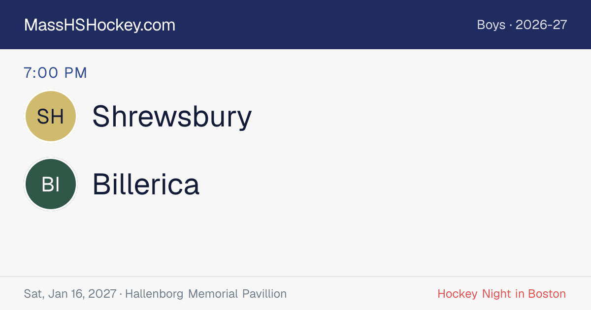 Shrewsbury at Billerica score card