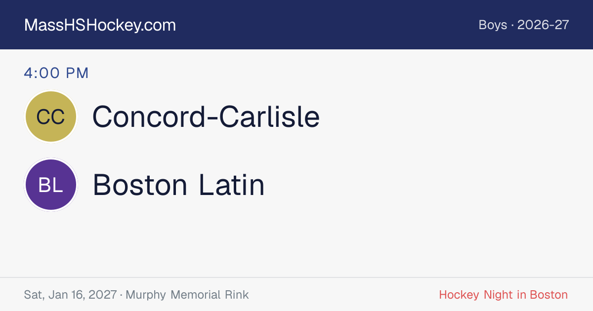 Concord-Carlisle at Boston Latin score card