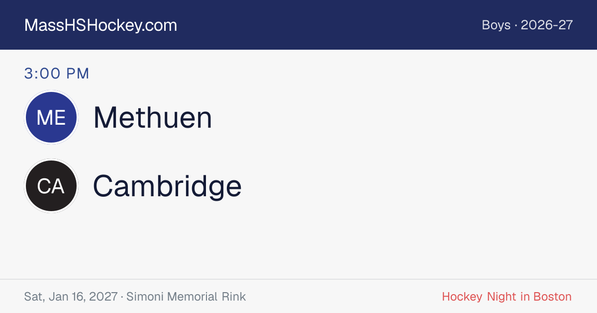 Methuen at Cambridge score card