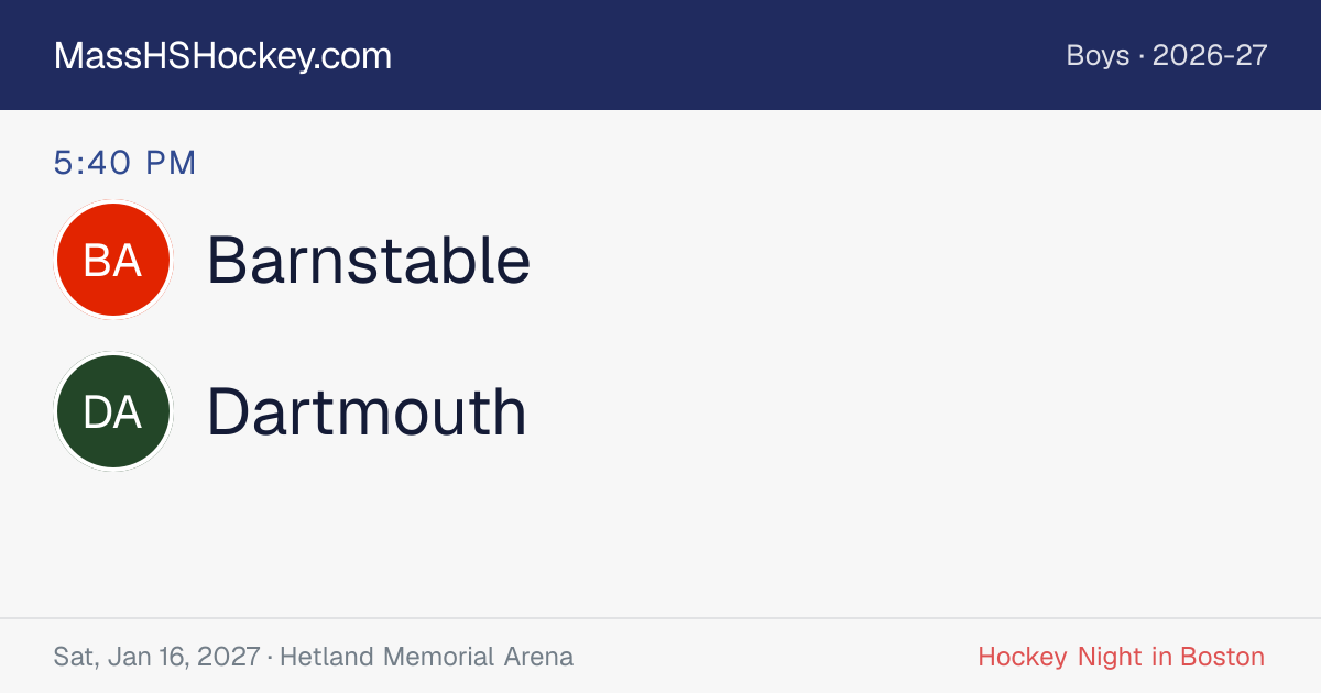 Barnstable at Dartmouth score card