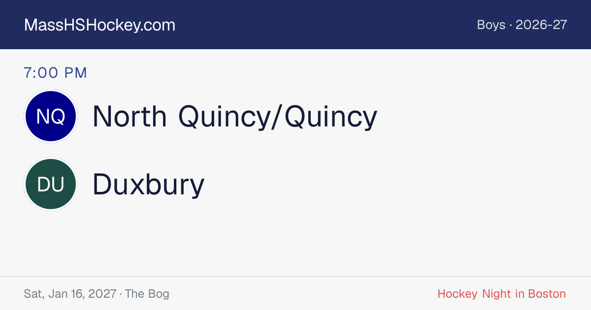 North Quincy/Quincy at Duxbury score card