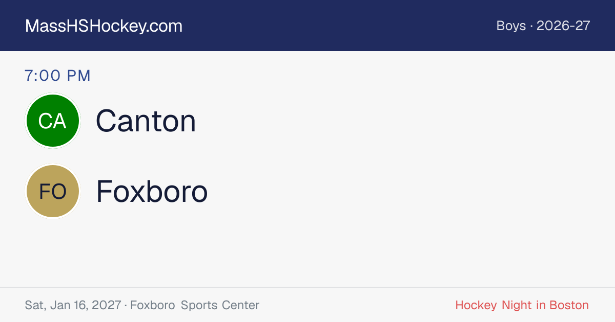 Canton at Foxboro score card