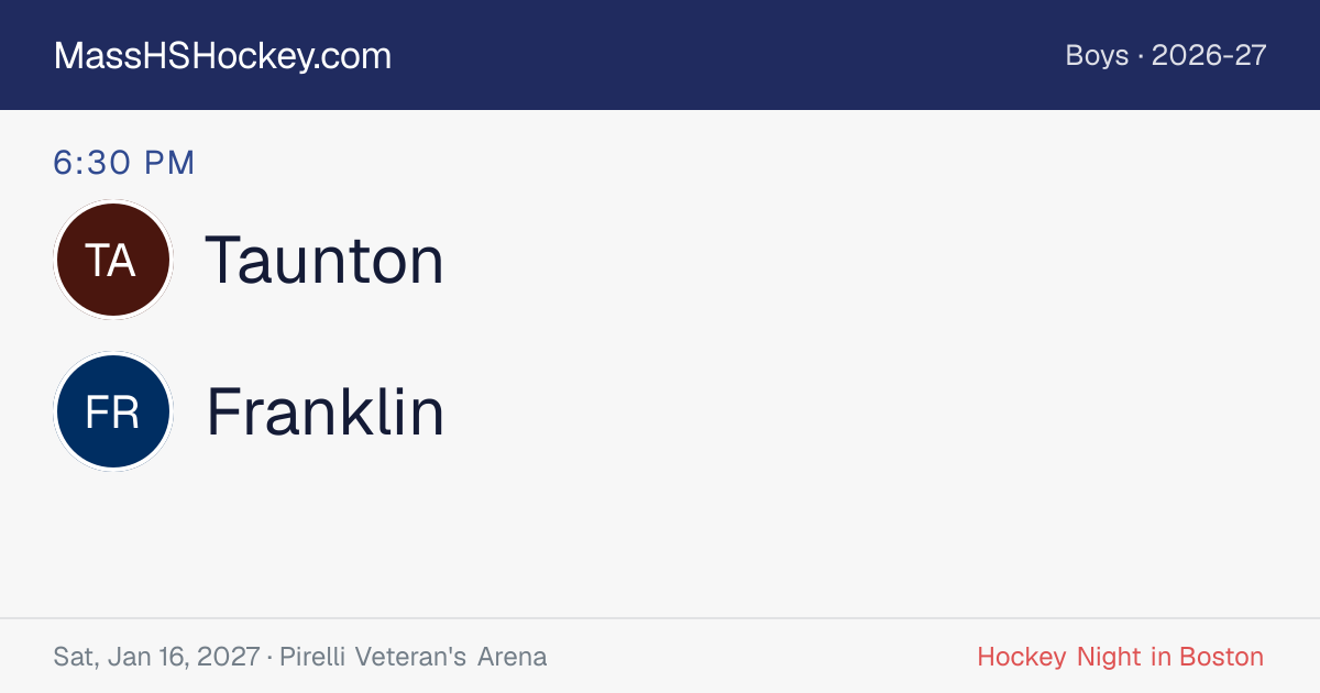 Taunton at Franklin score card