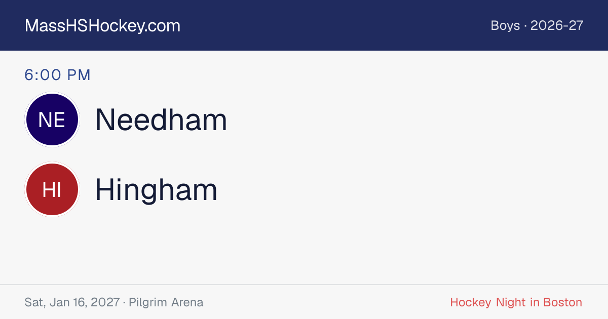 Needham at Hingham score card