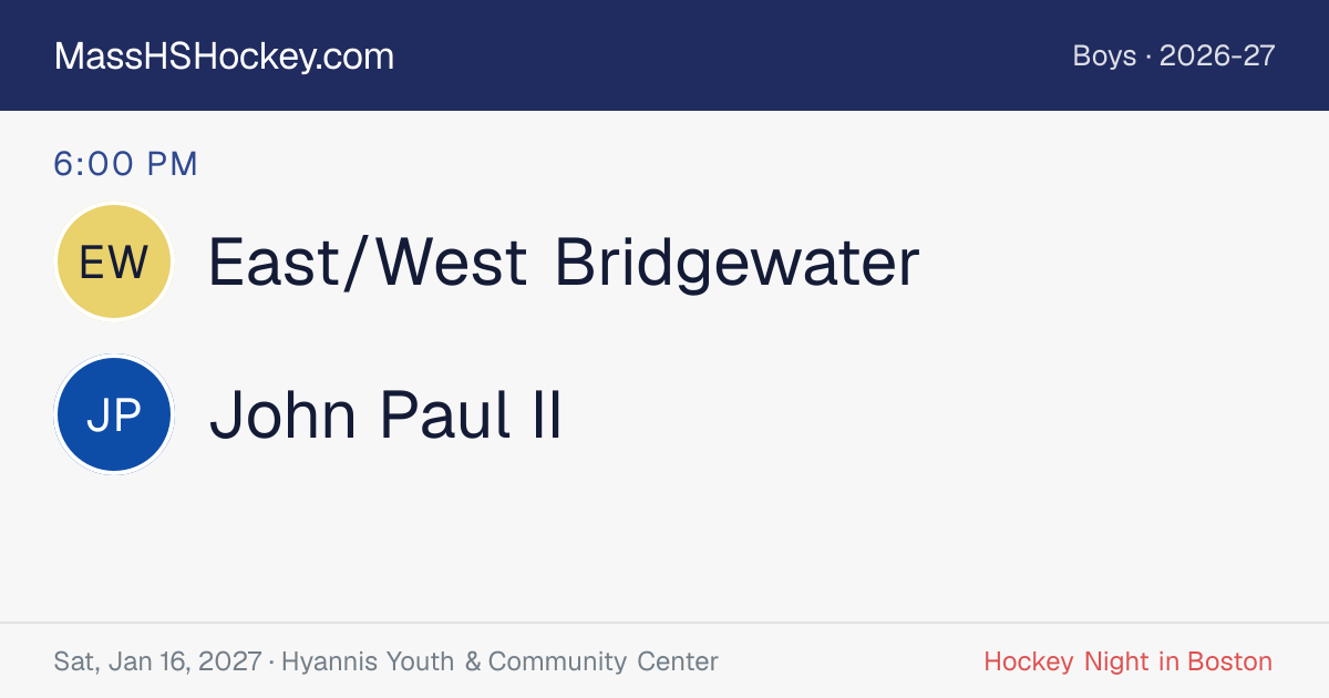 East/West Bridgewater at John Paul II score card