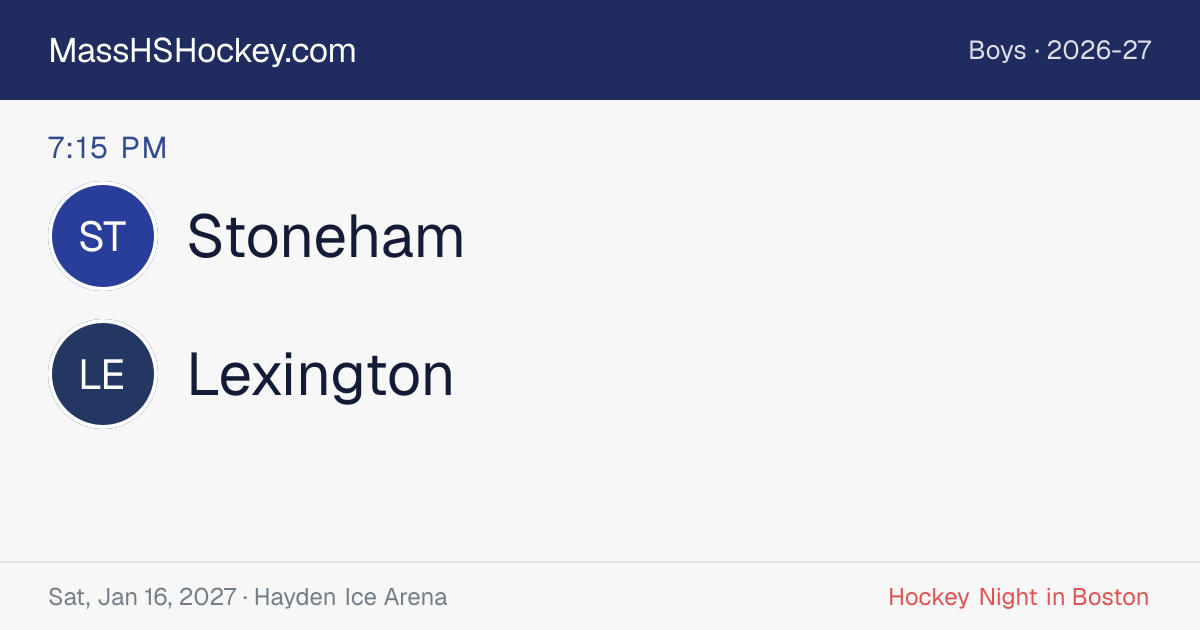 Stoneham at Lexington score card