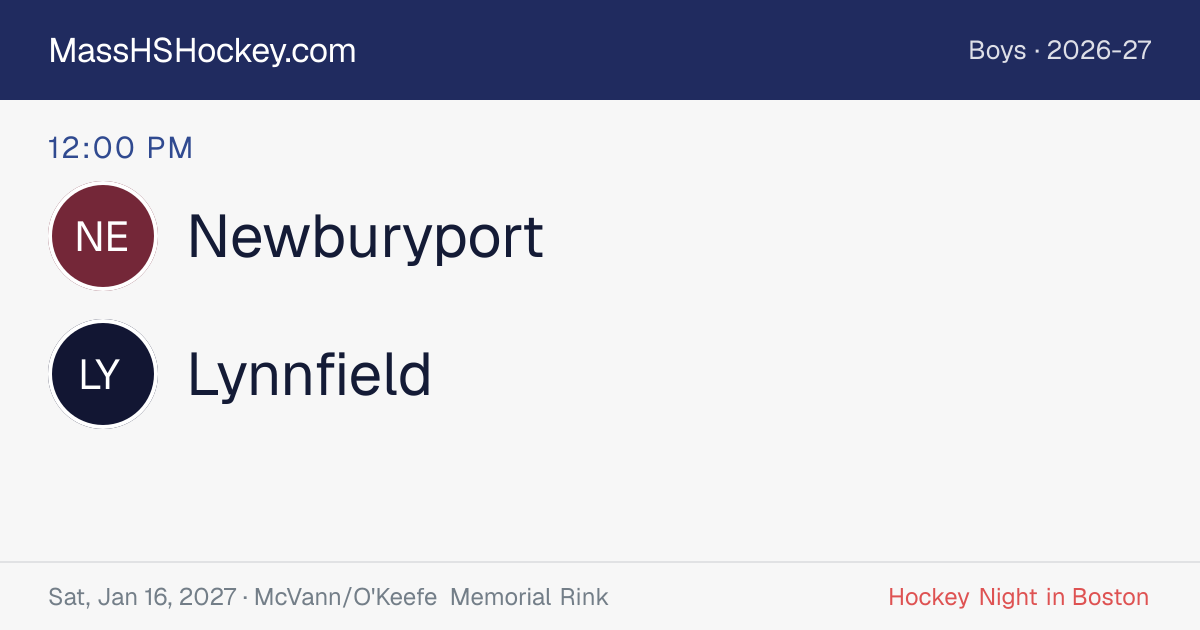 Newburyport at Lynnfield score card