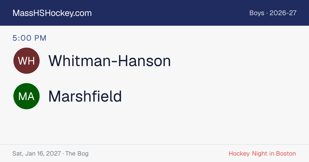 Whitman-Hanson at Marshfield score card
