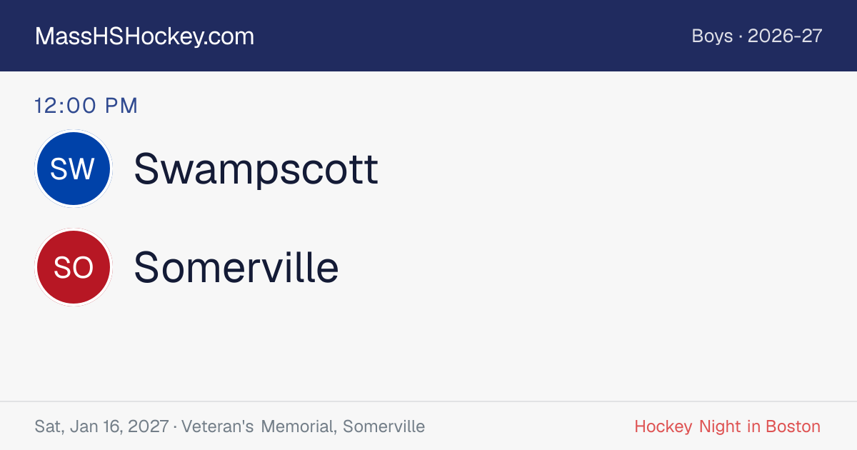 Swampscott at Somerville score card
